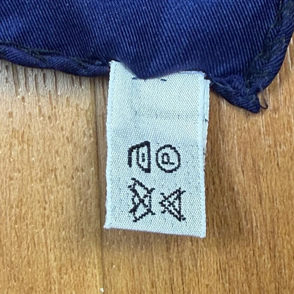 Vintage Pure‎ Silk Equestrian Polo Scarf Navy Blue Made in Italy 34x33.5